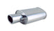 Vibrant StreetPower oval muffler with 4-inch round tip, angle cut rolled edge, 2.5-inch inlet I.D., automotive exhaust component