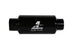Aeromotive in-line fuel filter with 10AN fitting, 10-micron microglass element, bright-dip black finish, 2-inch OD for automotive use