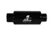 Aeromotive in-line fuel filter with 10AN fitting, 10-micron microglass element, bright-dip black finish, 2-inch OD for automotive use