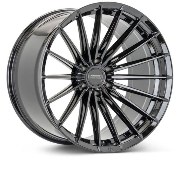 Vossen HFX-4 forged wheel, 17x9 inches, gloss black finish, 6x135 bolt pattern, ET0 offset, super deep design.