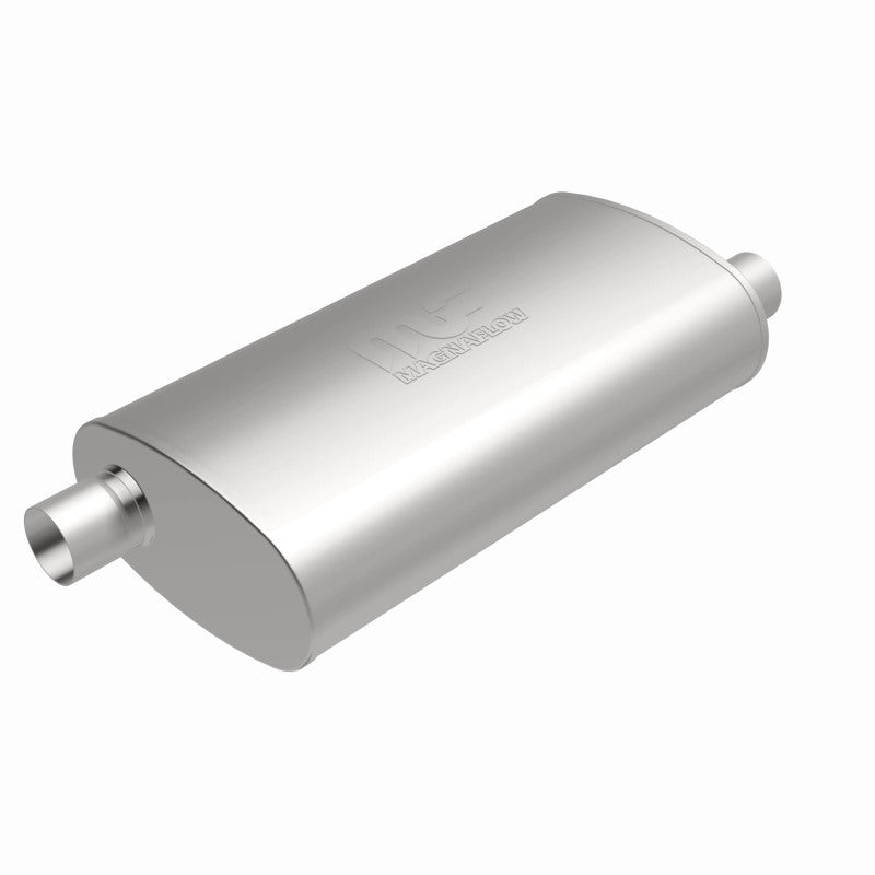 MagnaFlow Mag SS muffler with 22x5x11 inch dimensions and 3x3 inlet/outlet, shown in a detailed close-up image.