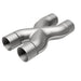 MagnaFlow Smooth Trans X 3/3 X 14 stainless steel X pipe designed for high-performance exhaust systems, visible with polished finish.