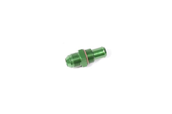 Radium Engineering 5/8-inch barb to 10AN FST fitting, black metal automotive fitting with threaded connections.