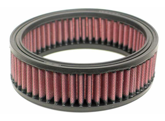K&N Engineering round drop-in air filter with 5-7/8 inch OD and 4-7/8 inch ID, designed for vehicle air intake systems