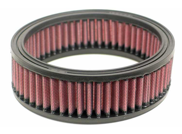 K&N Engineering round custom air filter with 5-7/8 inch outer diameter and 4-7/8 inch inner diameter for drop-in replacement.
