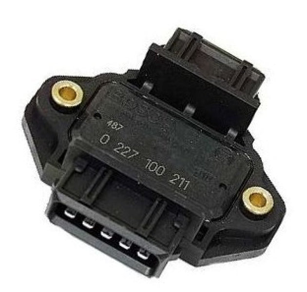 Bosch stock replacement ignition trigger module for automotive ignition systems, showing the compact electronic component.