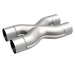 MagnaFlow Smooth Trans X 3/3 X 14 SS X pipe, stainless steel automotive exhaust component with welded joints and polished finish.