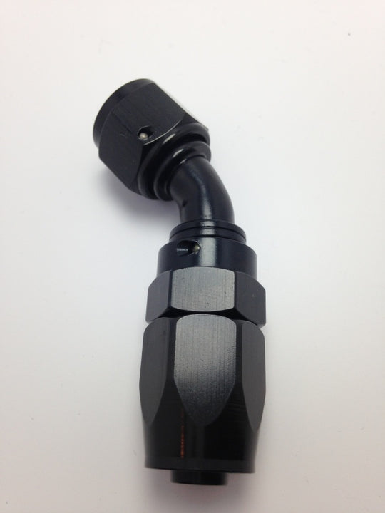 Black Fragola -10AN 60-degree Pro-Flow hose end fitting with threaded connection, designed for high-performance automotive fuel systems.