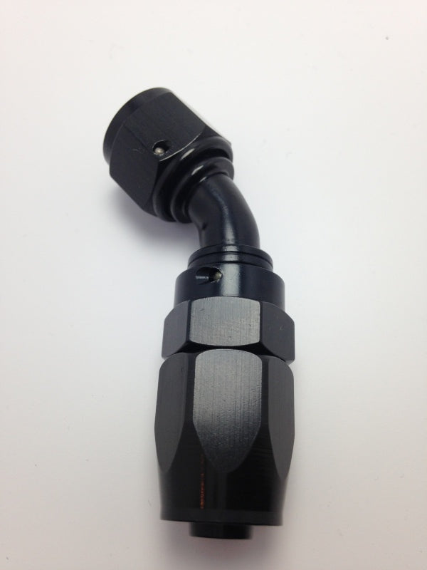 Black Fragola -10AN 60-degree Pro-Flow hose end fitting with threaded connection, designed for high-performance automotive fuel systems.