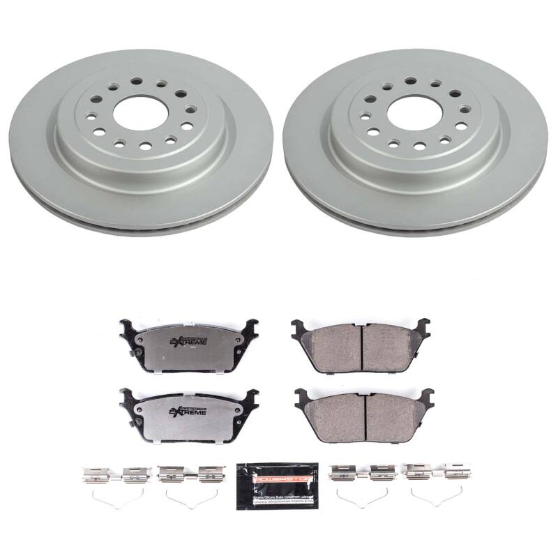 PowerStop rear Z36 coated brake kit for Ram 1500 trucks, designed for towing and performance braking, installed on the vehicle.