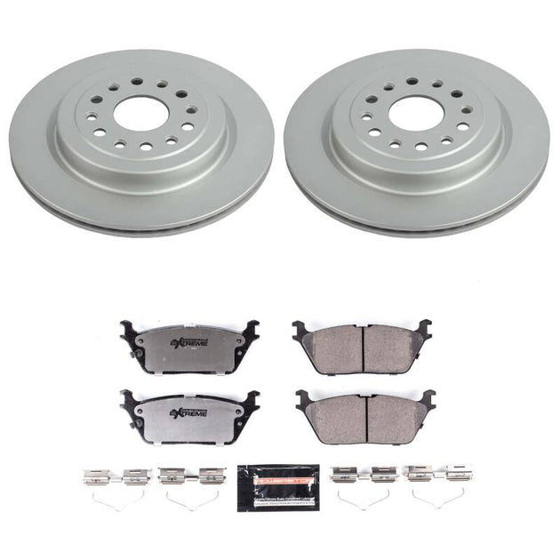 PowerStop rear Z36 coated brake kit for Ram 1500 trucks, designed for towing and performance braking, installed on the vehicle.