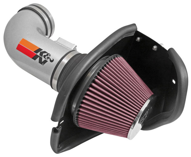 K&N Engineering cold air intake for 2009-2015 Cadillac STS-V 6.2L V8 engine, showing the performance air filter and intake tubing.