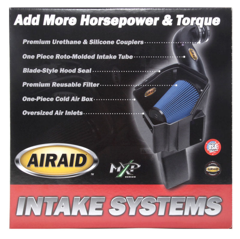 Airaid Chevrolet Silverado and GMC 1500 V8 cold air intake system with polished metal components and flexible hoses.