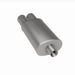 MagnaFlow stainless steel muffler with tip, 14x5x8 inches, featuring dual inlet and outlet pipes for automotive exhaust system.
