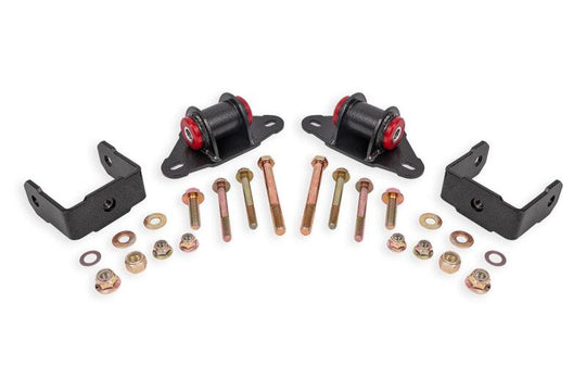 Black hammertone BMR suspension polyurethane differential bushings for Chevrolet Corvette C7 transmission and differential mounting.