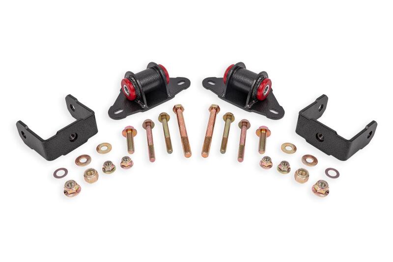 Black hammertone BMR suspension polyurethane differential bushings for Chevrolet Corvette C7 transmission and differential mounting.