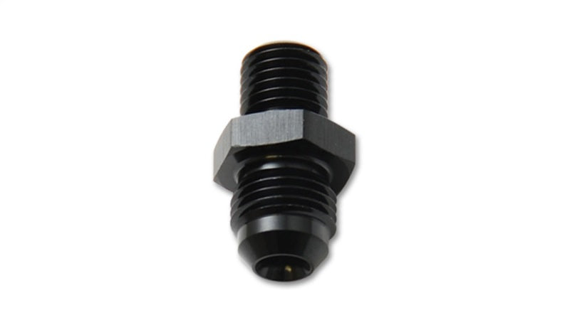 Vibrant brand straight adapter fitting from -4AN to 10mm x 1.0 metric, showing metallic finish and threaded ends.