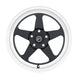 Forgestar D5 Drag 18x5.0 cast wheel in gloss black, 5x115 bolt pattern, ET-37 offset, with 1.5-inch backspacing.