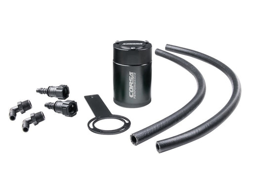 CORSA Performance oil catch can for 2014-2019 GM Silverado, Sierra, Tahoe, Yukon, Suburban, Escalade with 5.3L V8 engine.