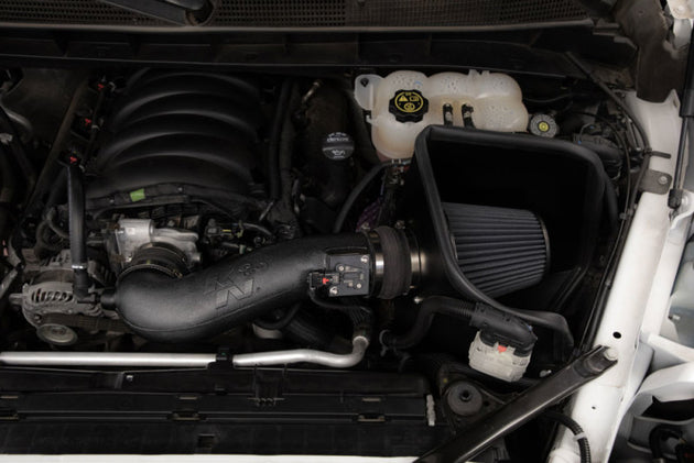 K&N Engineering cold air intake system for 2019+ Chevrolet Silverado 1500 V8 6.2L engine, showing the sleek intake tube and filter.