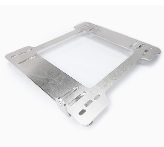 Pair of NRG seat brackets for BMW E46 99-05, sturdy metal frames designed for secure seat mounting in automotive upgrades.