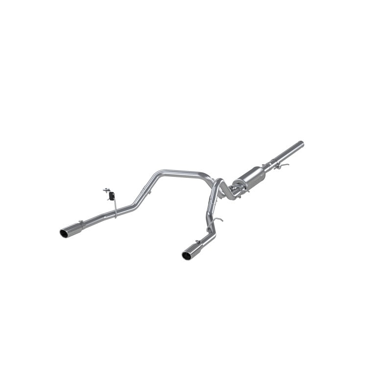 MBRP 14 Chevy Silverado GMC Sierra 4.3L V6 5.3L V8 dual split rear aluminum cat back exhaust system.