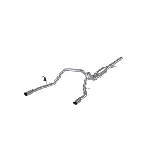 MBRP 14 Chevy Silverado GMC Sierra 4.3L V6 5.3L V8 dual split rear aluminum cat back exhaust system.