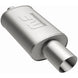 MagnaFlow stainless steel muffler with tip, 14x5x8 inches, featuring dual inlet and outlet pipes for car exhaust system.