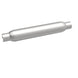 MagnaFlow muffler with 3.5-inch diameter and 18-inch length, featuring dual 2.25-inch inlet and outlet pipes, for vehicle exhaust systems.