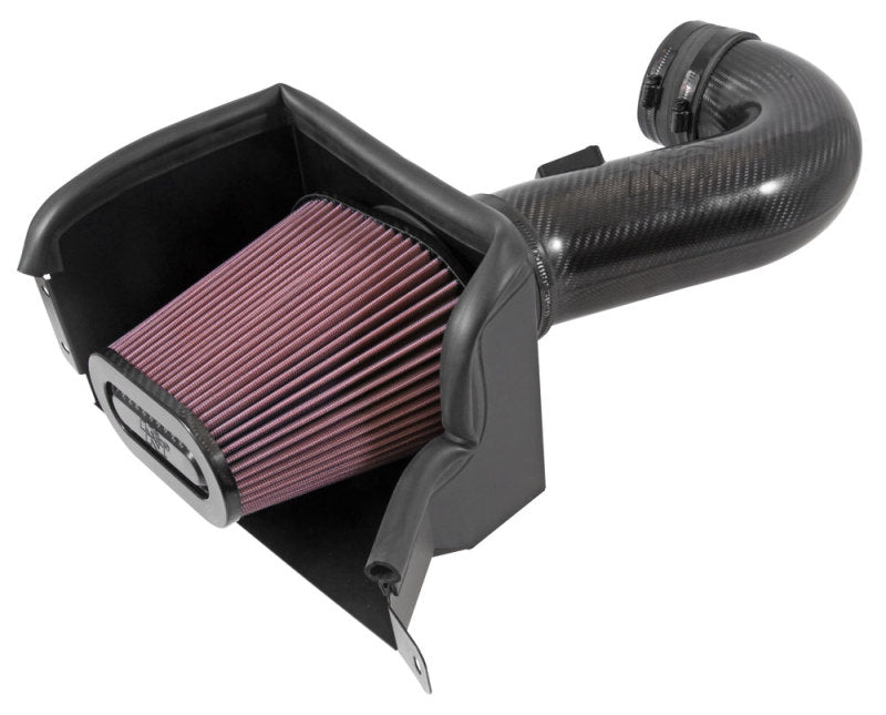 K&N Engineering Cold Air Intake for 2015-2016 Chevy Corvette Z06 6.2L V8 engine, showing the sleek intake system with filter and tubing.