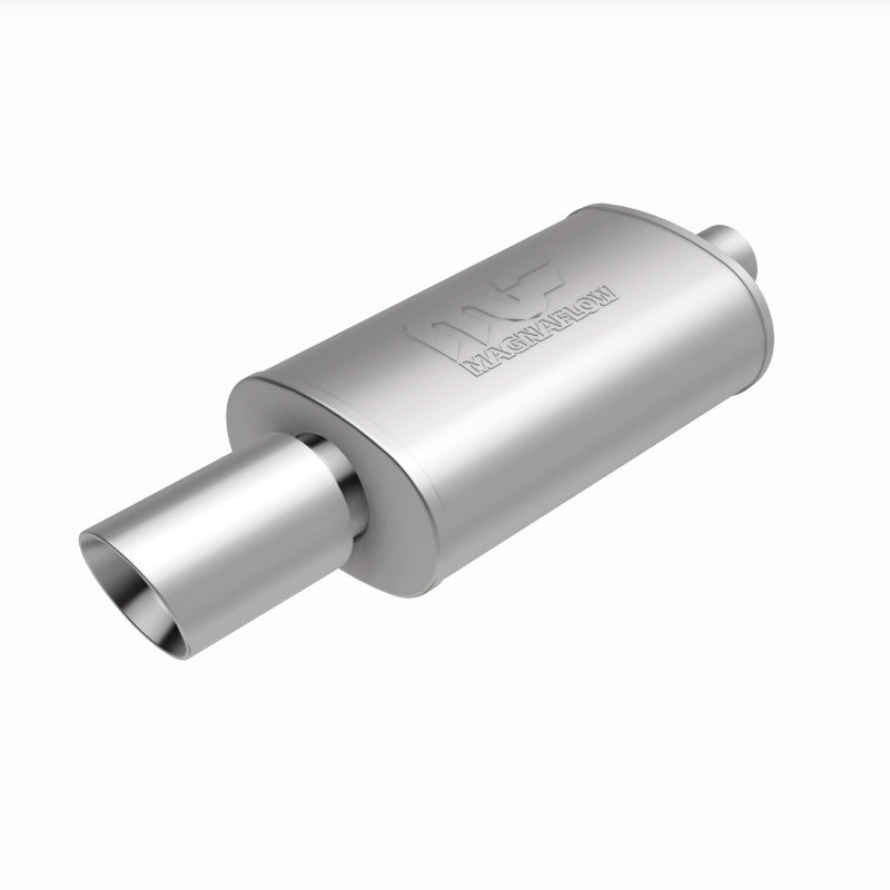 MagnaFlow muffler with tip, model RS 14X5X8, featuring 2.25/4 inch connection, visible with polished metal finish and exhaust tip.