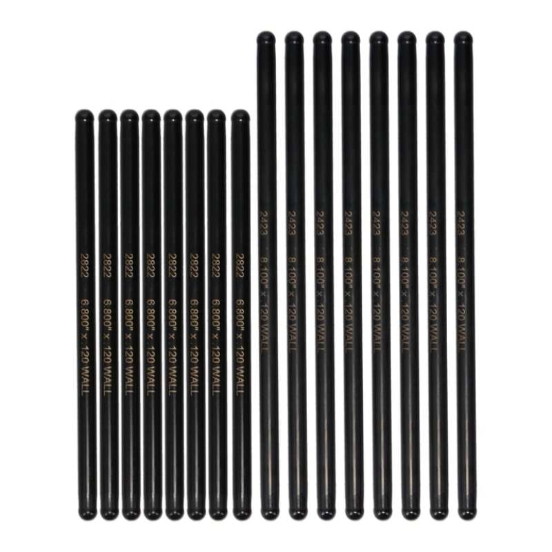 Set of 8 Manley Performance Dodge 5.7L/6.4L Hemi chrome moly pushrods with swedged ends, 5/16 inch diameter, .120 inch wall thickness.
