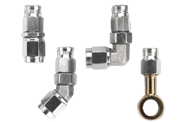 Fragola -3AN straight hose end fitting for automotive and hydraulic hoses, made of durable metal with threaded connection.