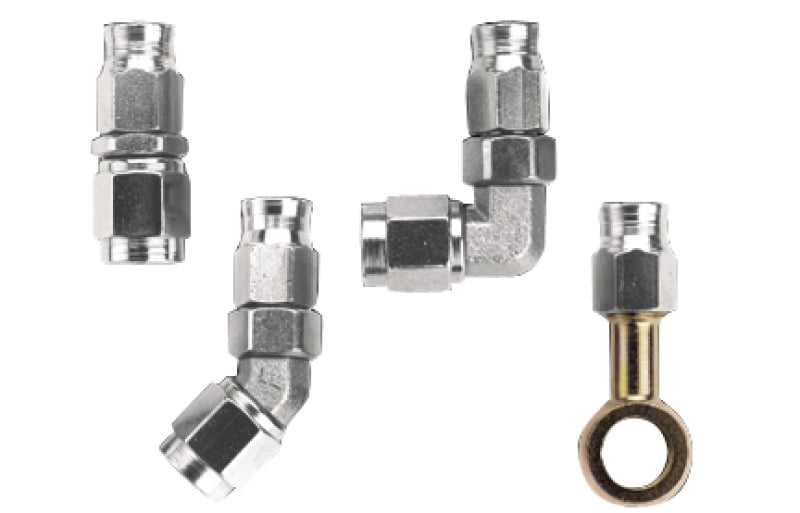 Fragola -6AN straight hose end fitting showing polished metal surface and threaded connector for hydraulic or fuel hoses.