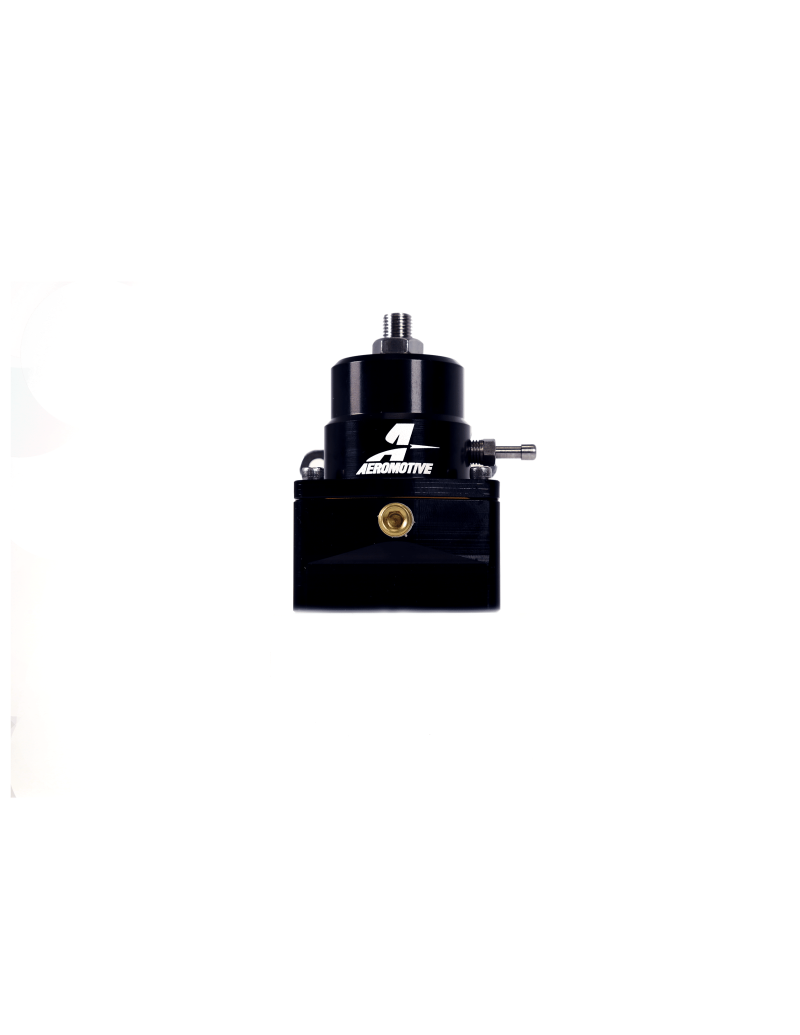 Aeromotive A1000-6 injected bypass adjustable EFI fuel pressure regulator in black with dual -6 inlet and single -6 return ports.