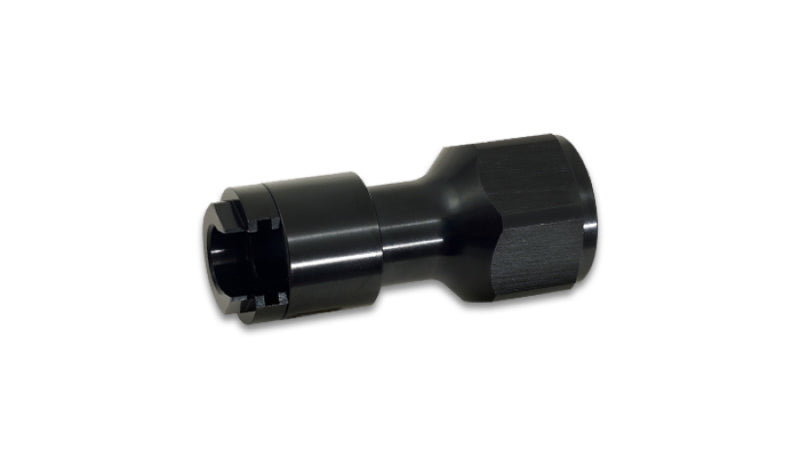 Vibrant Quick Disconnect EFI Adapter -8AN ORB to 3/8 push-on fitting for fuel system connections, black finish, high-quality metal construction.
