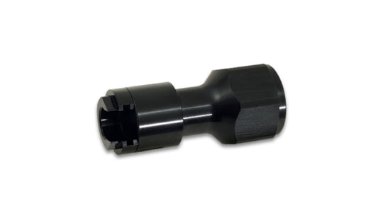 Vibrant Quick Disconnect EFI Adapter -8AN ORB to 3/8 push-on fitting for fuel system connections, black finish, high-quality metal construction.
