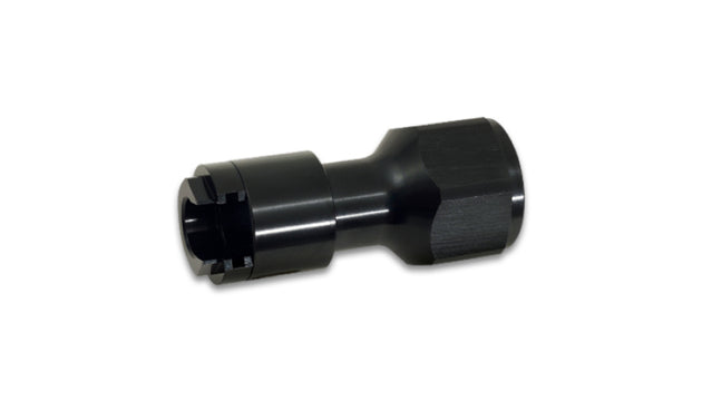 Vibrant Quick Disconnect EFI Adapter -8AN ORB to 3/8 push-on fitting for fuel system connections, black finish, high-quality metal construction.