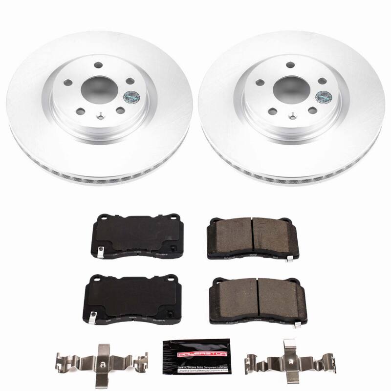 PowerStop Z23 coated brake kit for Cadillac XTS 2013-2019, front performance braking system with brake pads and rotors.
