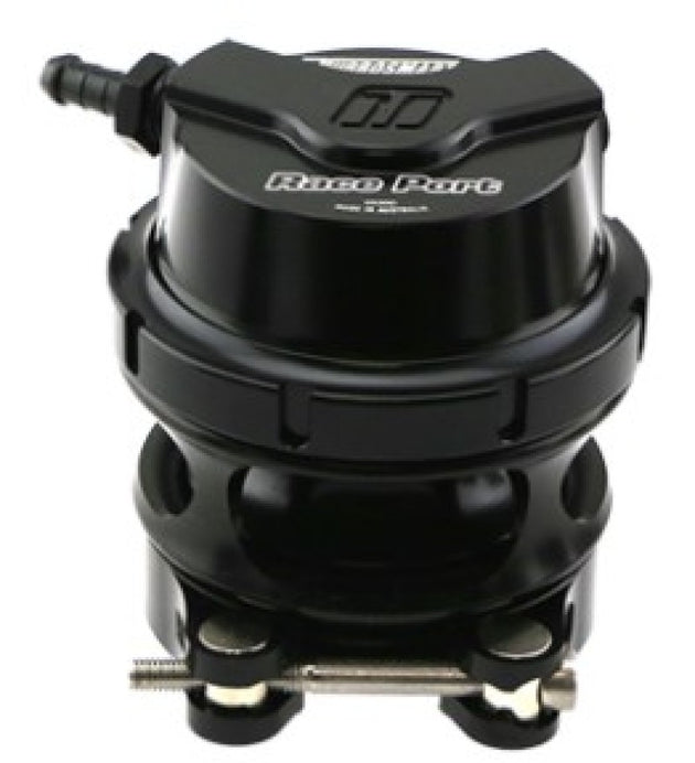 Turbosmart RacePort BOV Blow Off Valve in sleek black finish, designed for high-performance turbocharged engines.