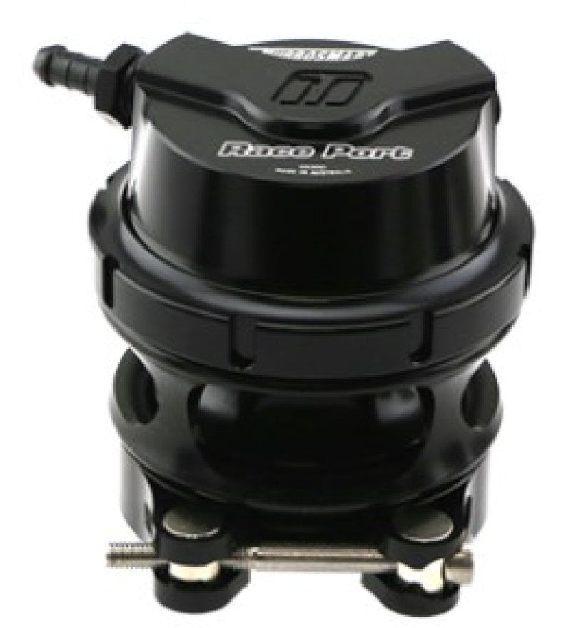 Turbosmart RacePort BOV Blow Off Valve in sleek black finish, designed for high-performance turbocharged engines.