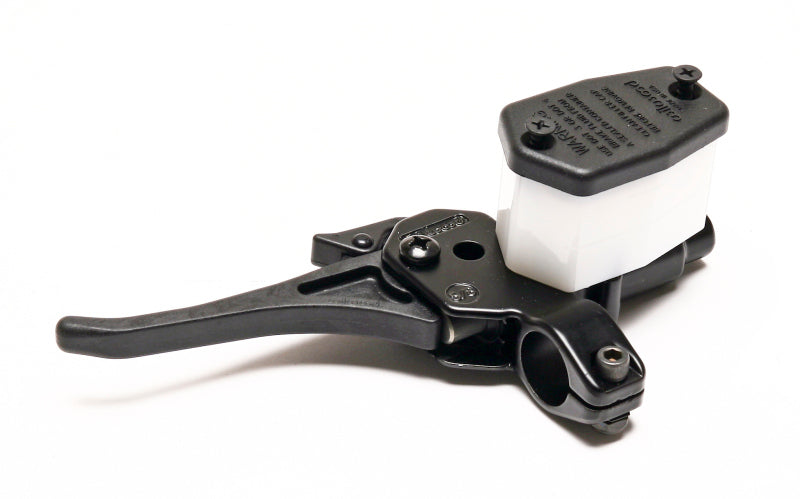 Wilwood handlebar brake master cylinder with 5/8 inch bore and long lever for motorcycle or bicycle braking system.