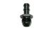 Vibrant aluminum -6 AN to 3/8 inch barb straight fitting for automotive fluid connections, showing shiny metal finish and threaded ends.