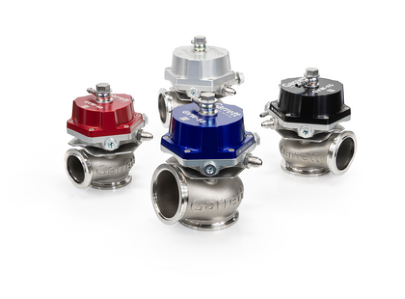 Garrett GVW-45 45mm Wastegate Kit in red with metal housing and adjustable actuator for turbocharger boost control.