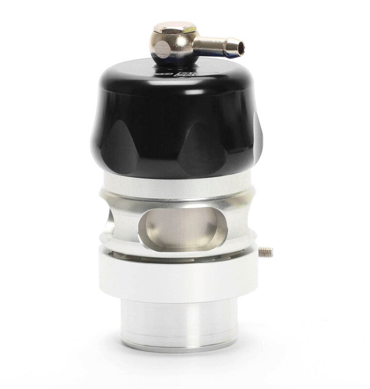 Black Turbosmart Vee Port Pro BOV blow off valve installed on a vehicle engine.