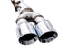 AWE Tuning 4th Gen GM 1500 6.2L catback exhaust with split rear exit and quad chrome tips, showing the polished exhaust tips and bumper cutouts.
