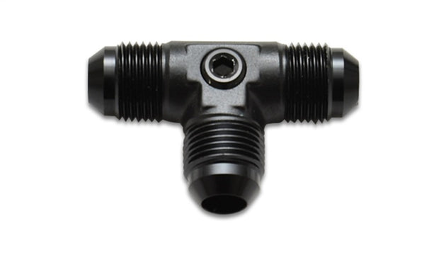 Vibrant -6AN to -6AN male tee adapter fitting with 1/8 inch NPT port, made of durable metal, for high-performance fluid connections.