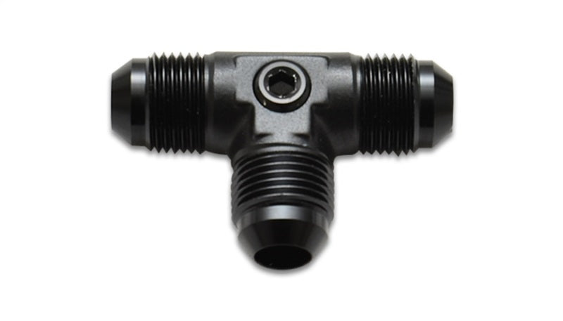 Vibrant -6AN to -6AN male tee adapter fitting with 1/8 inch NPT port, made of durable metal, for high-performance fluid connections.