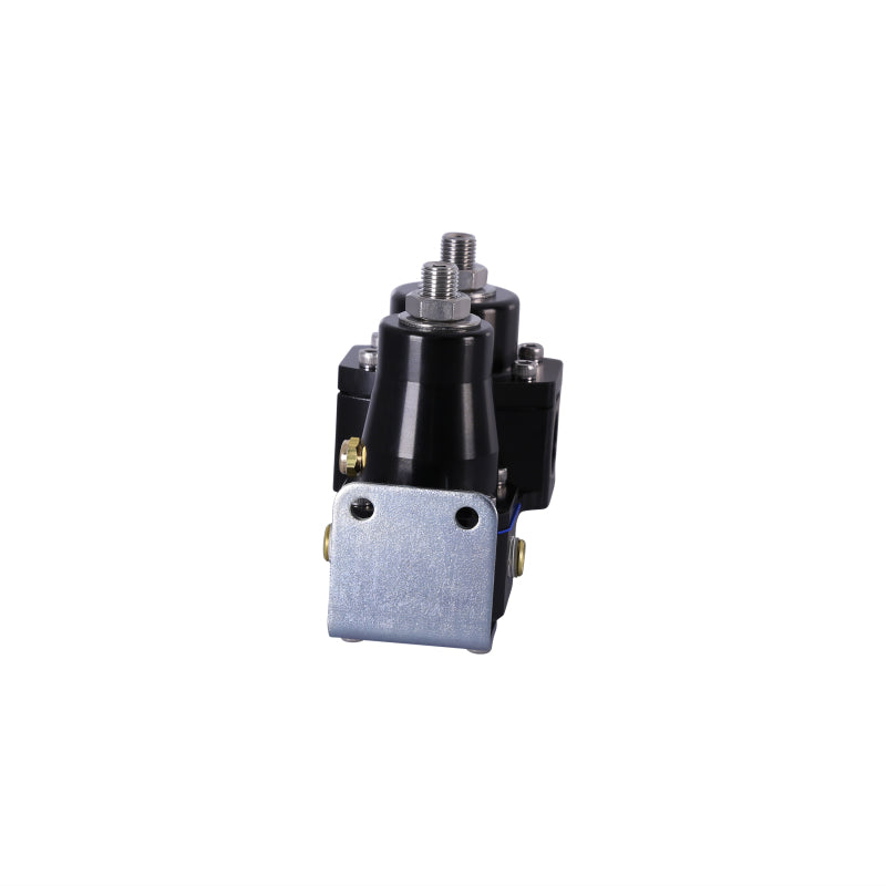 Aeromotive EFI to Carburetor fuel pressure regulator with adjustable control and metal body for automotive performance.