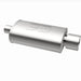 MagnaFlow stainless steel muffler with tip, 14x5x8 inches, features 2.25/4 inch inlet and outlet for automotive exhaust systems.